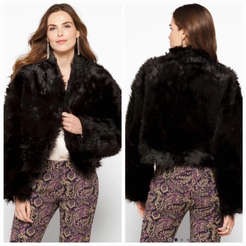 Free People- All Night Faux Fur Jacket Size Large NWT - Picture 3 of 15
